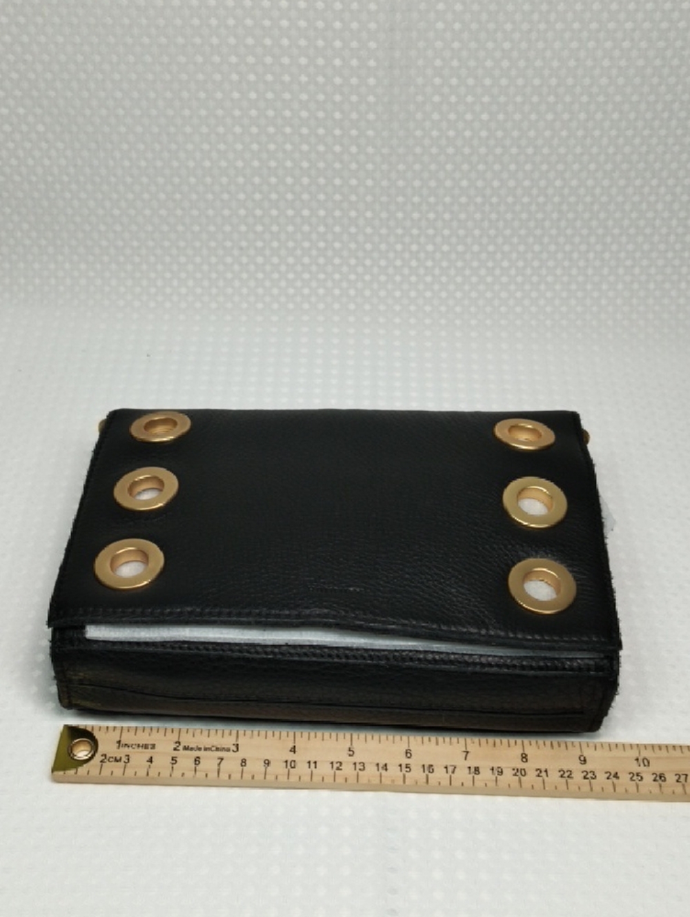 Hammitt Montana Small Black Leather Clutch, Gold Grommet Detail With Strap Nwot - Picture 5 of 15